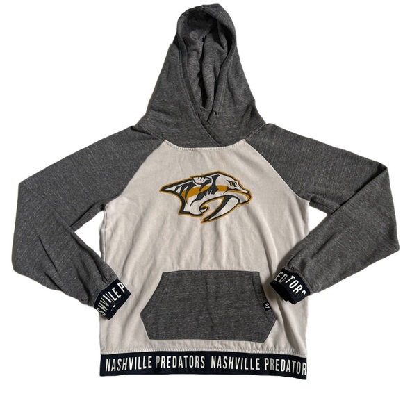 NASHVILLE PREDATORS / NHL / 47 GRAY AND WHITE COLORBLOCK HOODIE WITH LOGO SIZE S - Picture 1 of 8